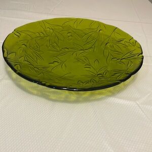 Green Pressed Glass Platter